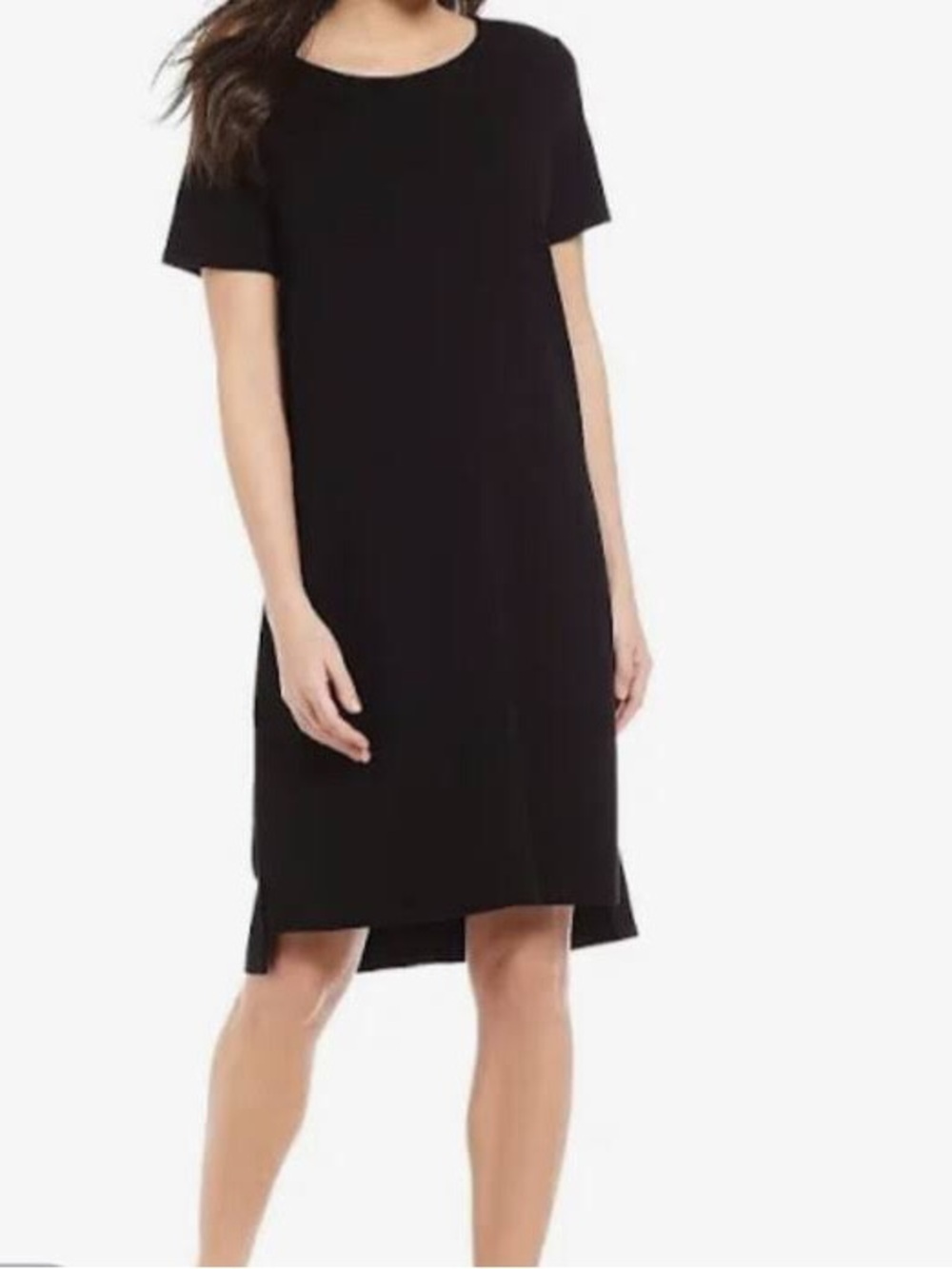Eileen Fisher Black Tencel Ponte Stretch Knee Length Shift Dress